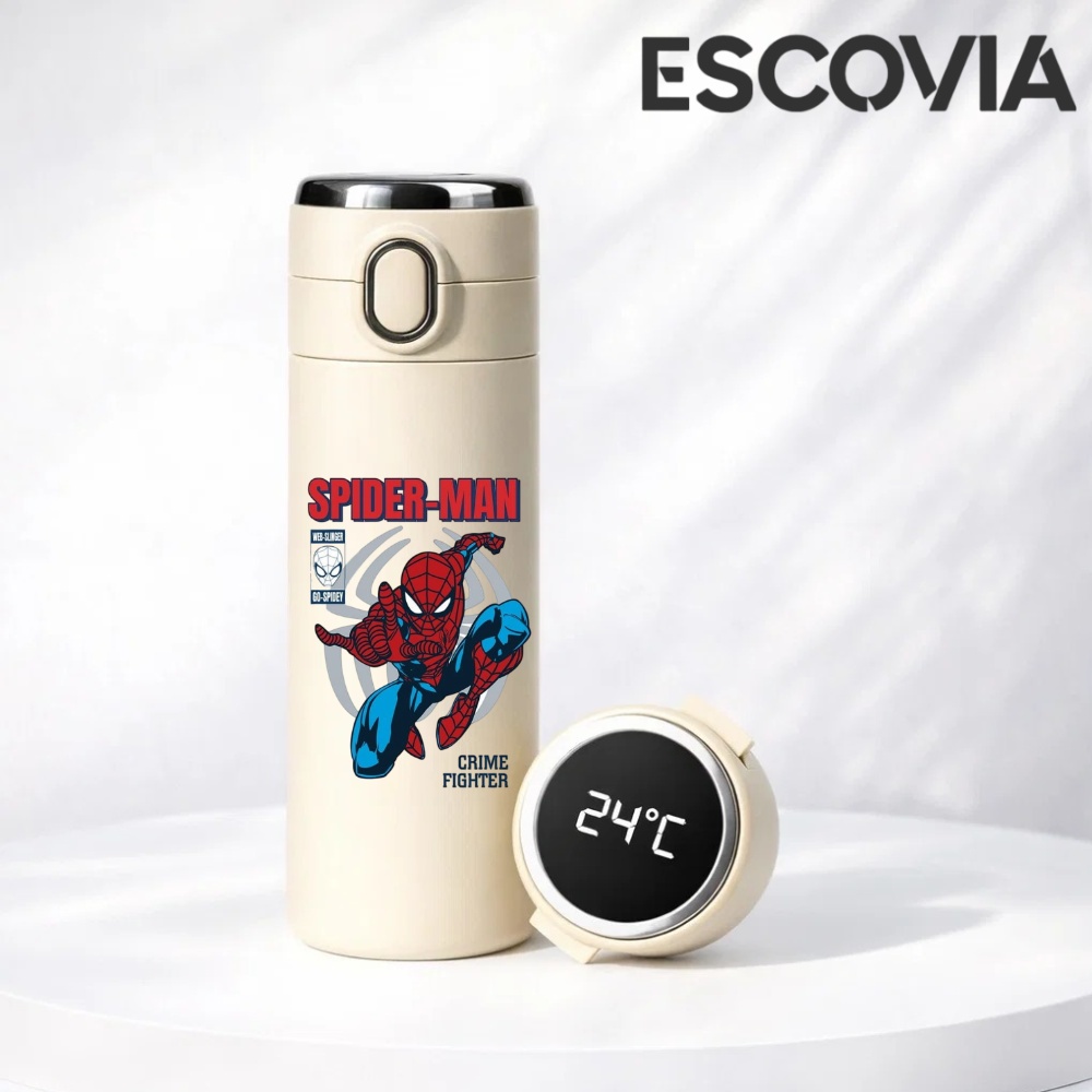 Garrafa Térmica Aço Inoxidavel Spiderman Homen Aranha L2 com Termômetro Digital 420ml em Oferta na Shopee