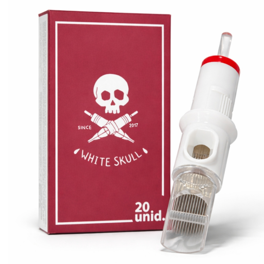 Cartucho White Skull RM Round Magnum Pintura 10 Unidades Tattoo Tatuagem Universal Dermopigmentação MMP