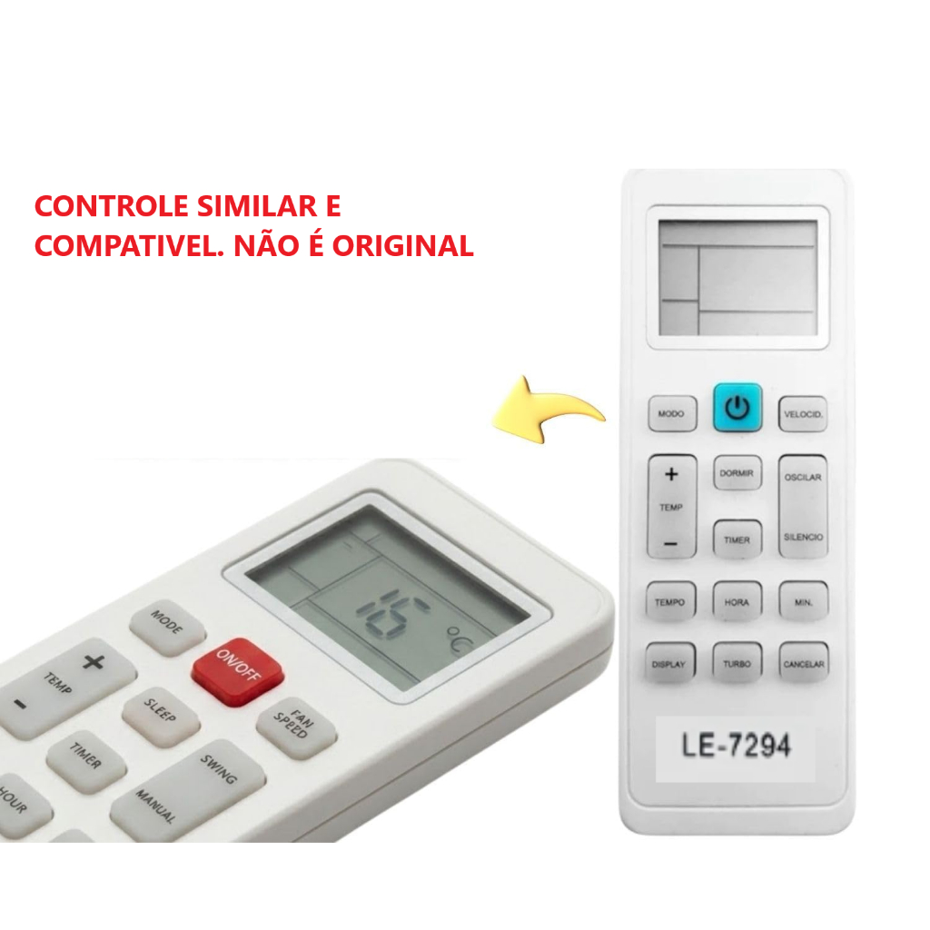 Controle Remoto Compatível com Ar Split Philco e Britânia PAC24000IFM15 PAC9QC PAS9QT com Pilhas