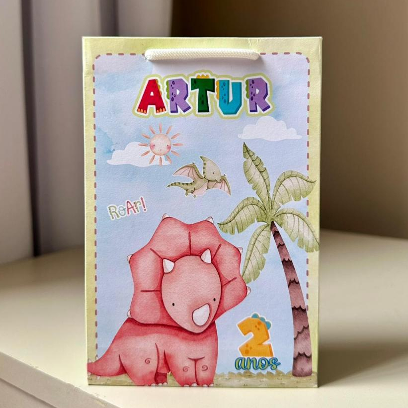 Sacolinha Surpresa Dino Baby| Personalizado | Aniversário| Lembrancinha| Sacolinha Pegue e Monte