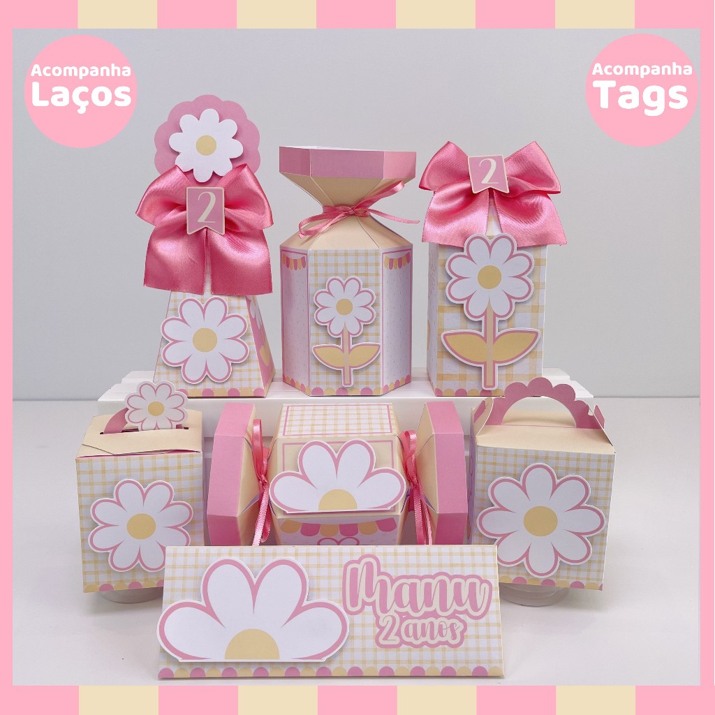 Kit Festa Margarida Caixinhas Personalizadas Lembrancinhas de Aniversário