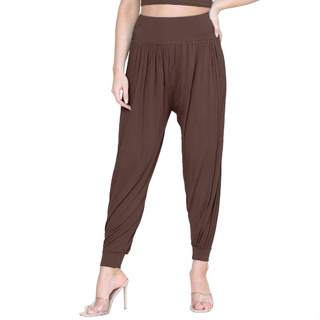 Calça Feminina Saruel Soltinha Franzida Cintura Alta Malha Viscolycra Com Forro em Oferta na Shopee