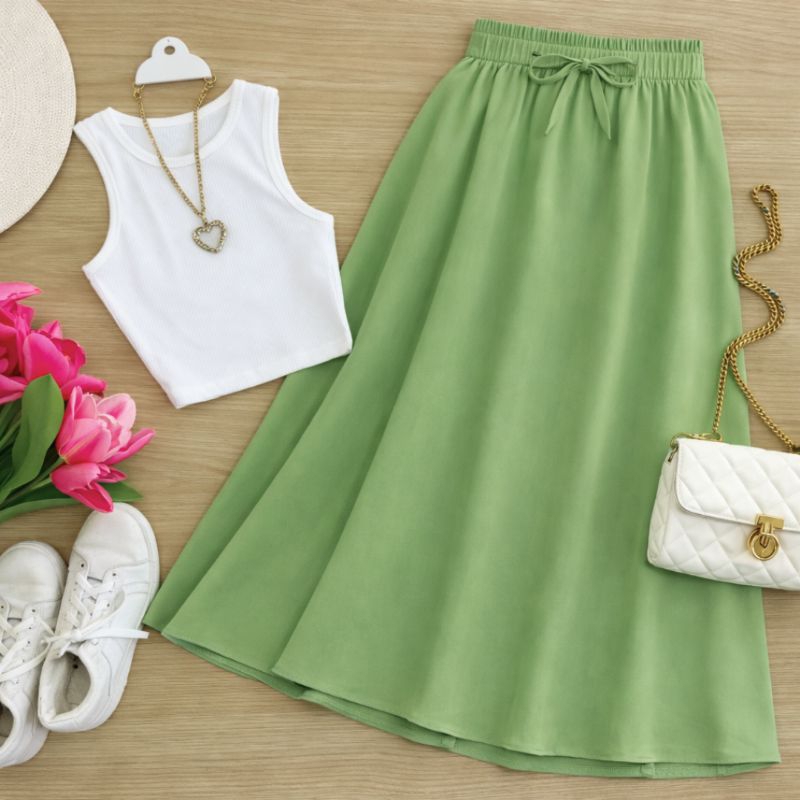 Saía Midi Feminina Evangelica Casual Com Elástico em Oferta na Shopee