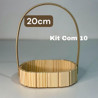 Kit 10 Cestas de Madeira Fraldeira Oval 20cm Para Presente Dias Das Mães Páscoa Namorados Natal em Oferta na Shopee