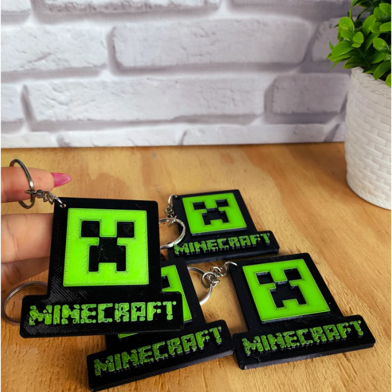 Chaveiro Minecraft lembrancinhas temático colorido Personagem