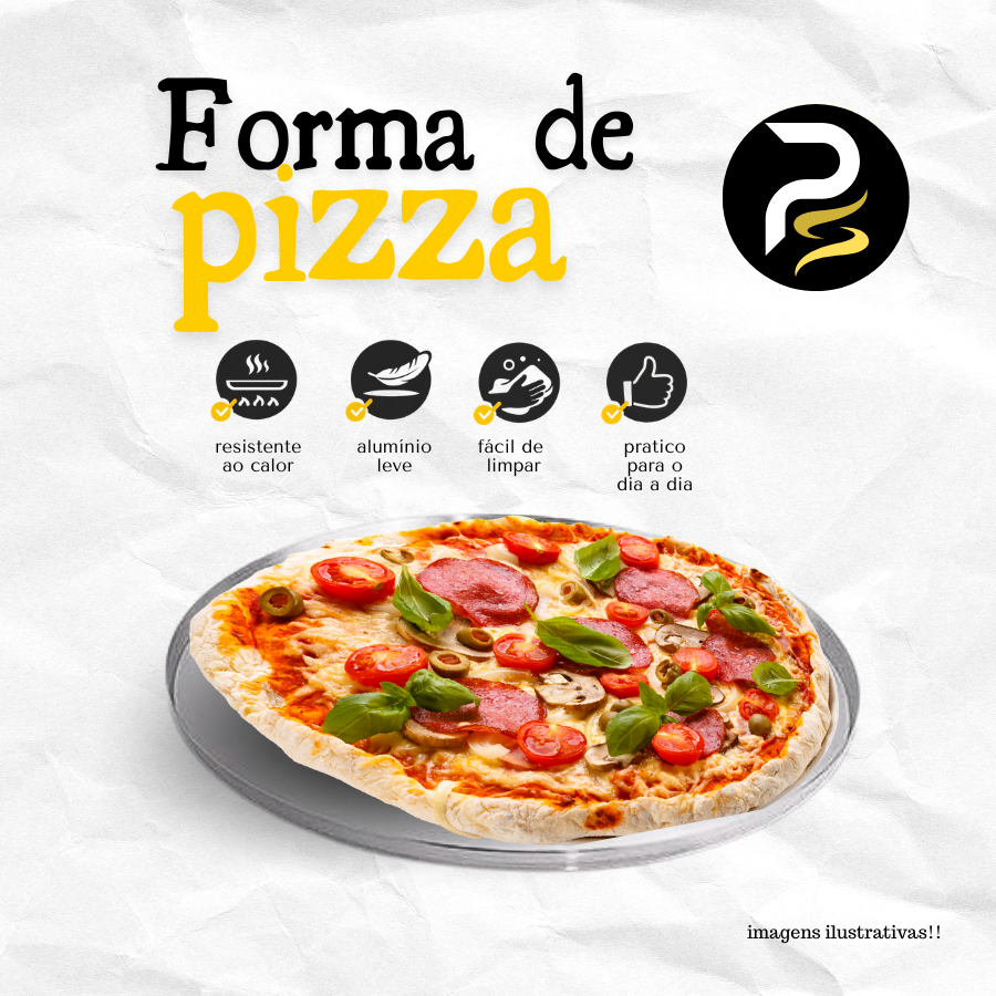 FORMA ASSADEIRA REDONDA PIZZA GRANDE 35CM EM ALUMÍNIO em Oferta na Shopee