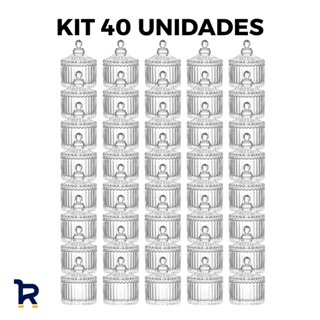 Kit 40 Mini Bomboniere Potiche Vidro Lembrancinha com Tampa 9cm Casamento Batizado Festa Chá de Bebê em Oferta na Shopee