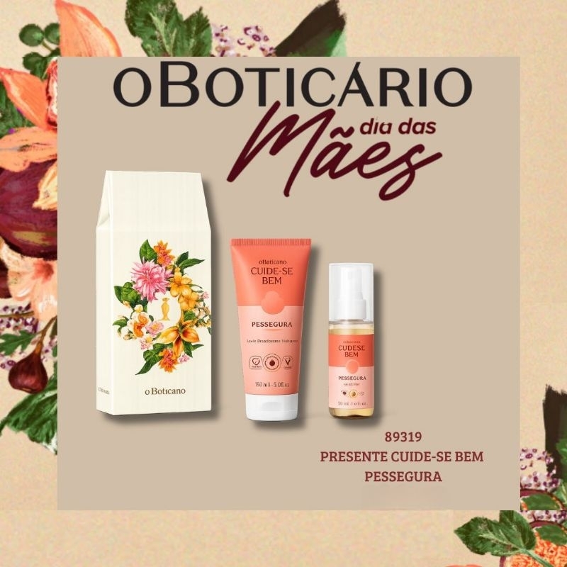 Presente Mães 2026 Pessegura de O Boticário (2 itens/ hidratante100ml  e body splash 60ml). em Oferta na Shopee