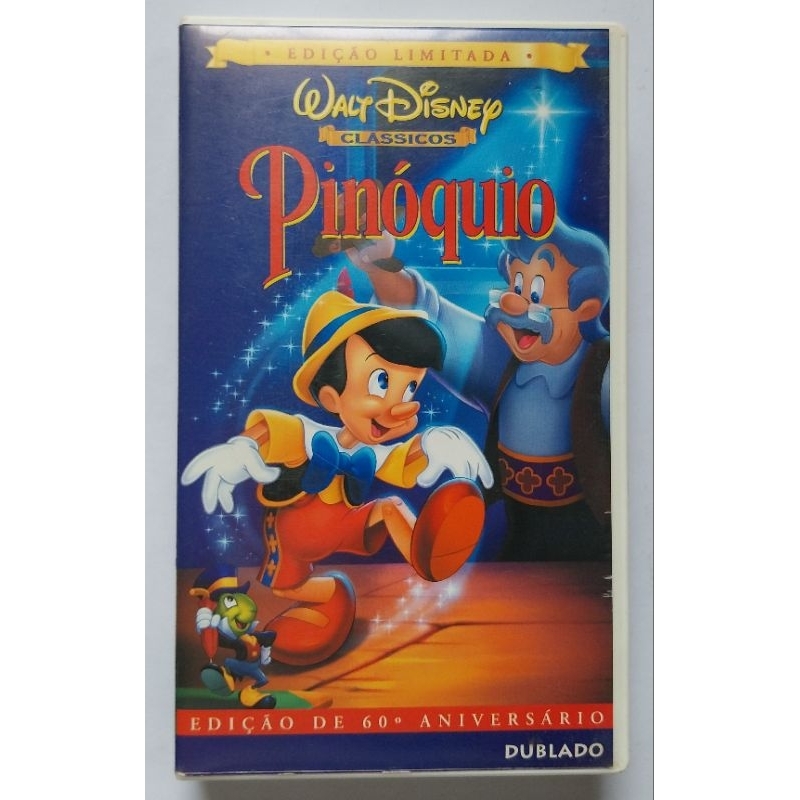 Fita VHS Pinóquio Walt Disney Dublado
