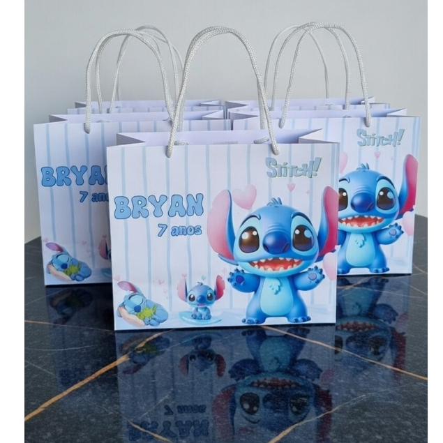 Sacolinha personalizada (M) Stitch/Lembrancinha/Sacolinha/Mimos/Lancheira/Aniversário/PEGUE E MONTE