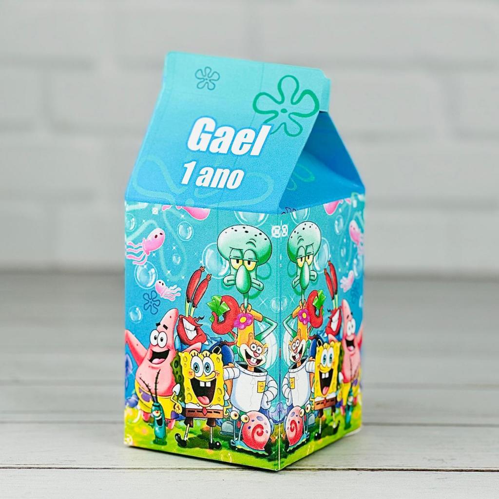 Caixinha Bob Esponja | Caixa Milk Personalizada Com Nome | Mimos Aniversário Lembrancinhas Personalizados Kit Festa