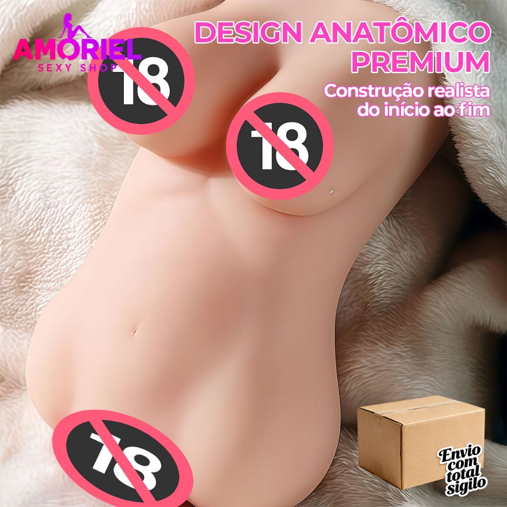 Boneca Masculina Meia-Corpo · Masturbador 3D + Copo Realista · Dupla Estrutura · Envio Discreto