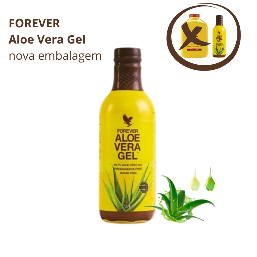 Aloe Vera Gel Estabilizado  1 Litro Forever – Embalagem Econômica-Nova Gel Natural de Babosa