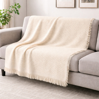 Manta Decorativa Linha Algodão Luxo 100% Artesanal Modelo Grande Capa/Protetora de Sofá Trabalhada em Oferta na Shopee