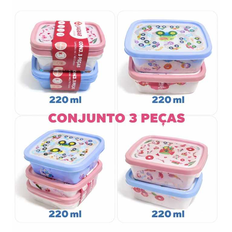 Conjunto 3 Peças Linha Utilidades 220ml – Qualidade, Praticidade e Design Moderno RETANGULAR