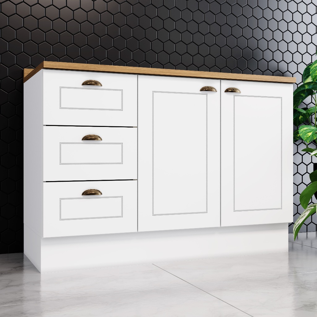 Balcão 2 Portas com Tampo Clássico Americana Henn 120cm