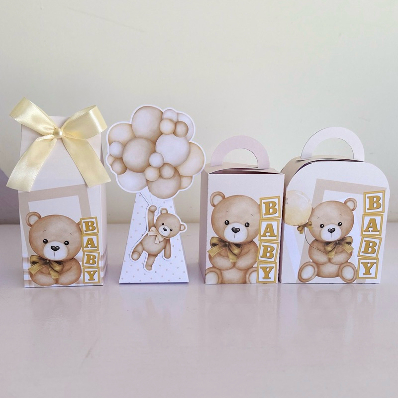 Kit Chá de Bebê / Chá Revelação Ursinho Baby – PEGUE E MONTE | 12 Caixinhas Personalizadas por R$ 29,90