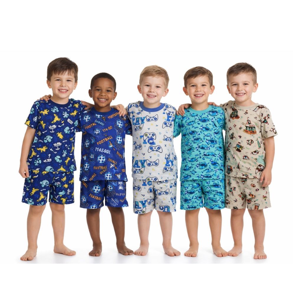 Pijama Menino Masculino Malha 100% Algodão Verão Confortável Estampado 1 ao 14 Anos
