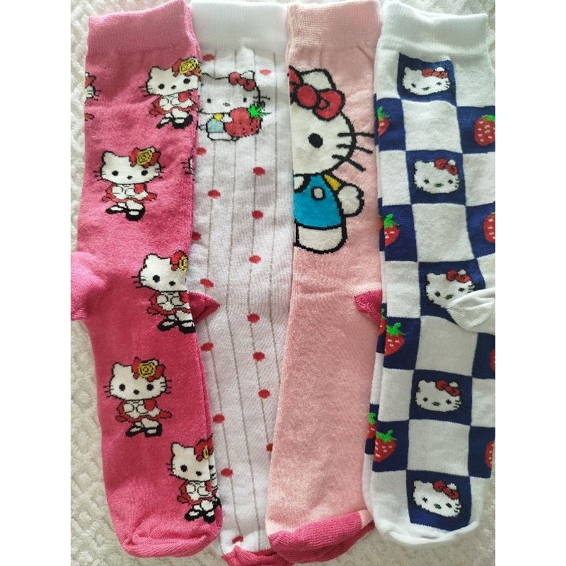 Meias Hello Kitty and Friends Personagem Cano Longo Adulto 70% Algodão