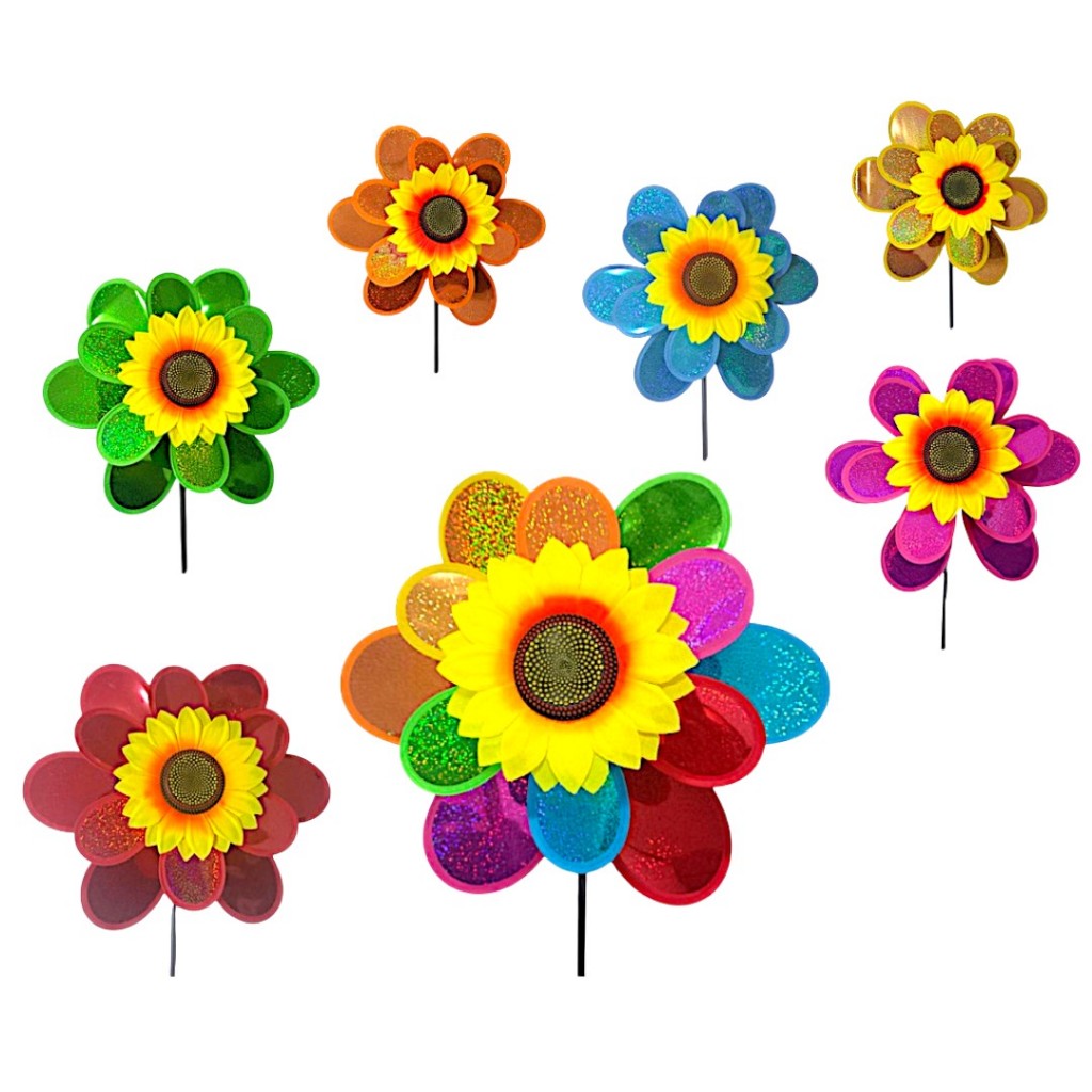 Catavento Girassol Duplo Jardim Varanda Decoração Com Glitter G em Oferta na Shopee