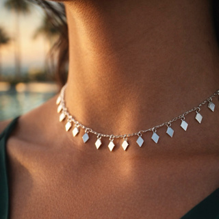 Choker Geométrica Elegante e Minimalista em Prata 925 em Oferta na Shopee