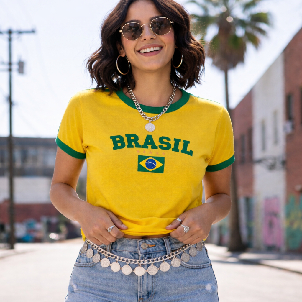 T-shirt Camiseta Do Brasil Camisa Feminina Estampada Lançamento Copa Envio Imediato