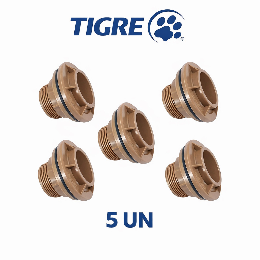 5x Flange TIGRE 50mm (1.1/2) Marrom Para Caixa D' Água