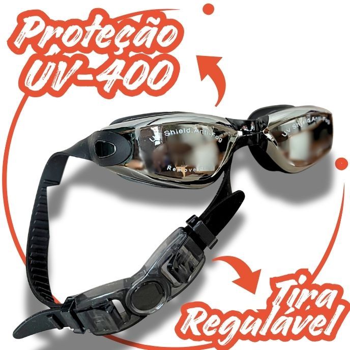 Óculos Natação Premium Adulto Antiembaçante UV UVB Proteção Conforto Profissional Natacao Preto Azul Rosa Platinado
