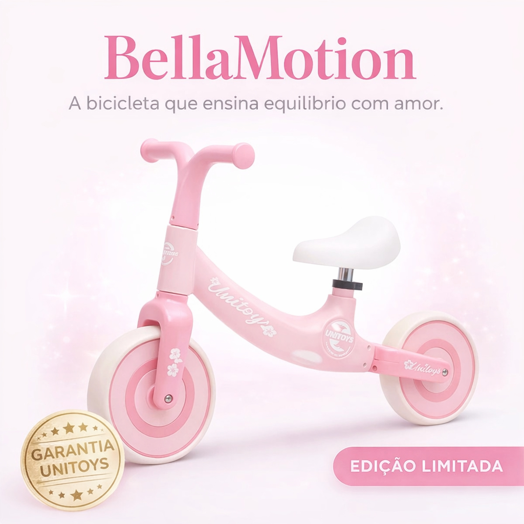 Bicicleta Sem Pedal Infantil Rosa BellaMotion | Equilíbrio, Aprendizado e Diversão 2 a 5 anos