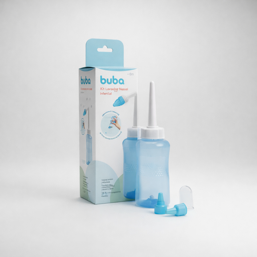 Kit Lavador Nasal Infantil Para Bebê Azul - Buba