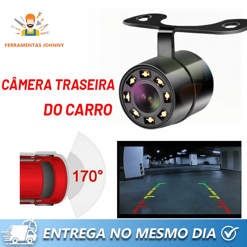 Câmera Veicular de Ré Borboleta 8 LED Visão Noturna，Câmera Ré Automotiva Visão Noturna para Multimidia Universal — R$ 29,99 em Shopee