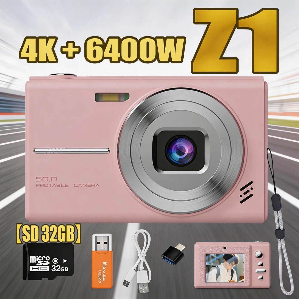 2026 Z1 CCD 8X Zoom Digital Câmera 4K Para Estudante De Fotografia 2.4 Polegada 180 Tela Flip Selfile