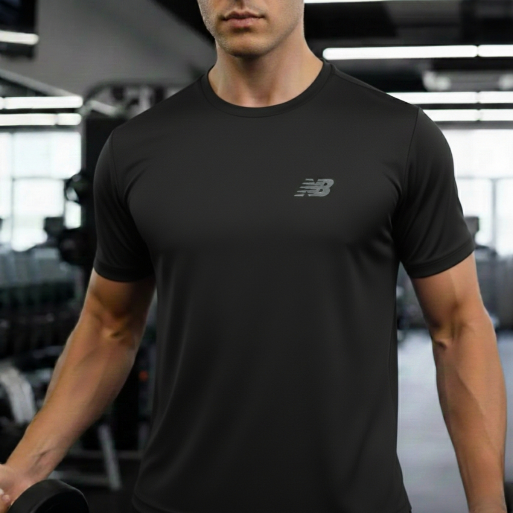 Camiseta New Balance Active Logo Masculina Dry Fitness Academia Leve Confortável Treino Esportivo