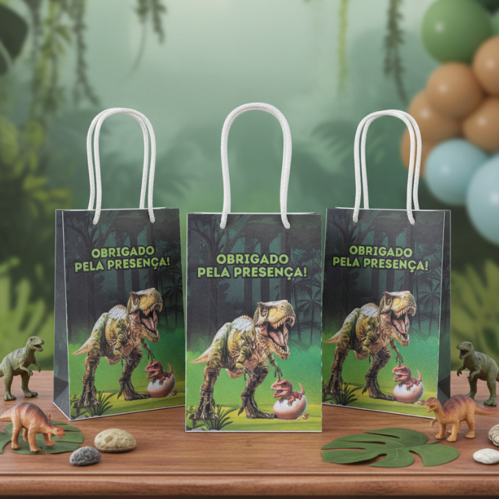 Sacolinhas Personalizadas para Festa Aniversario Lembrancinha Dinossauro