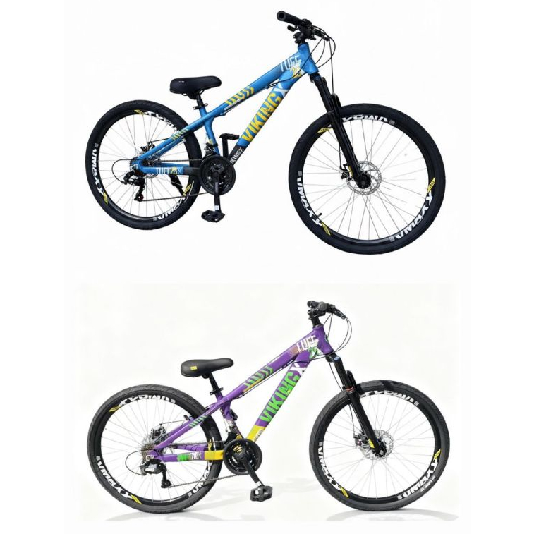 Bicicleta Aro 26 Vikingx Tuff X25 Freio A Disco Wheeling Grau Azul
