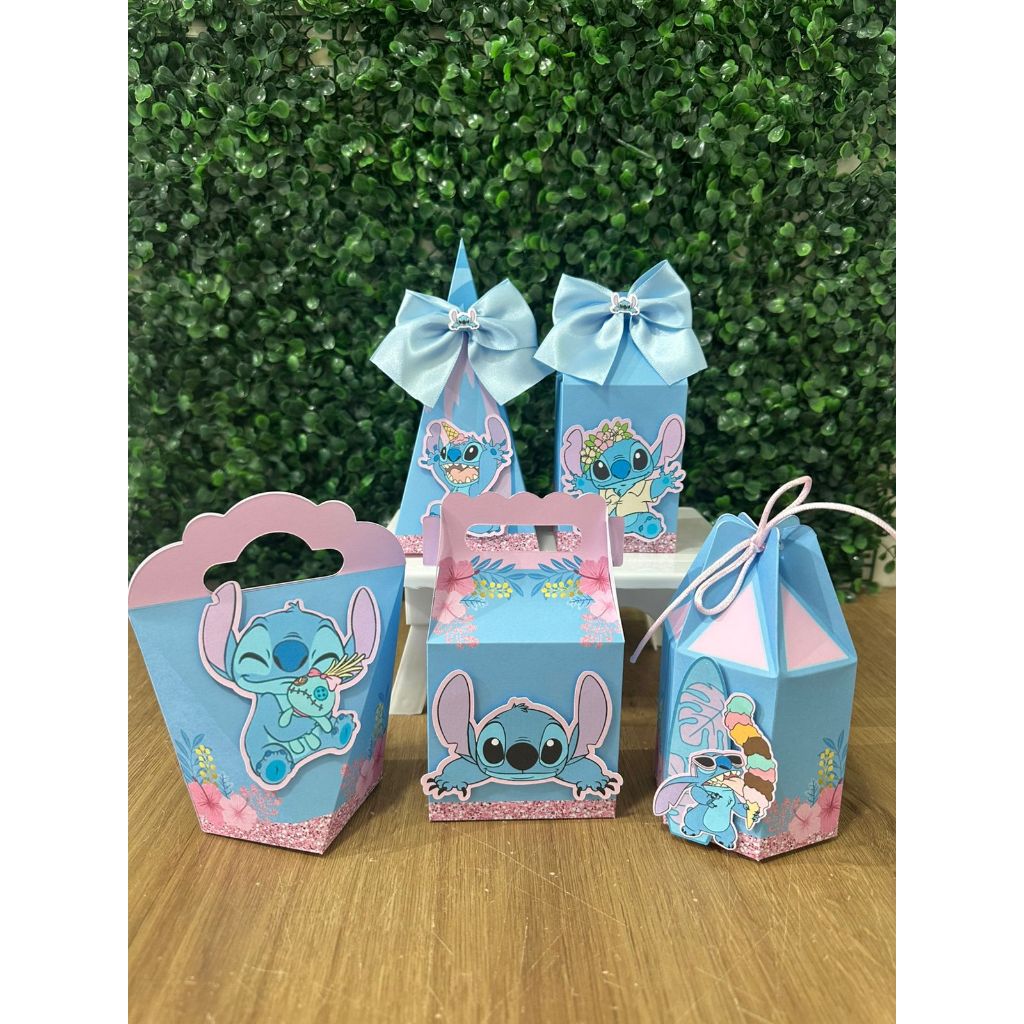 KIT FESTA lembrancinhas Stitch Personalizadas – Caixinhas fofas e Delicadas para Festas | Pegue e Monte