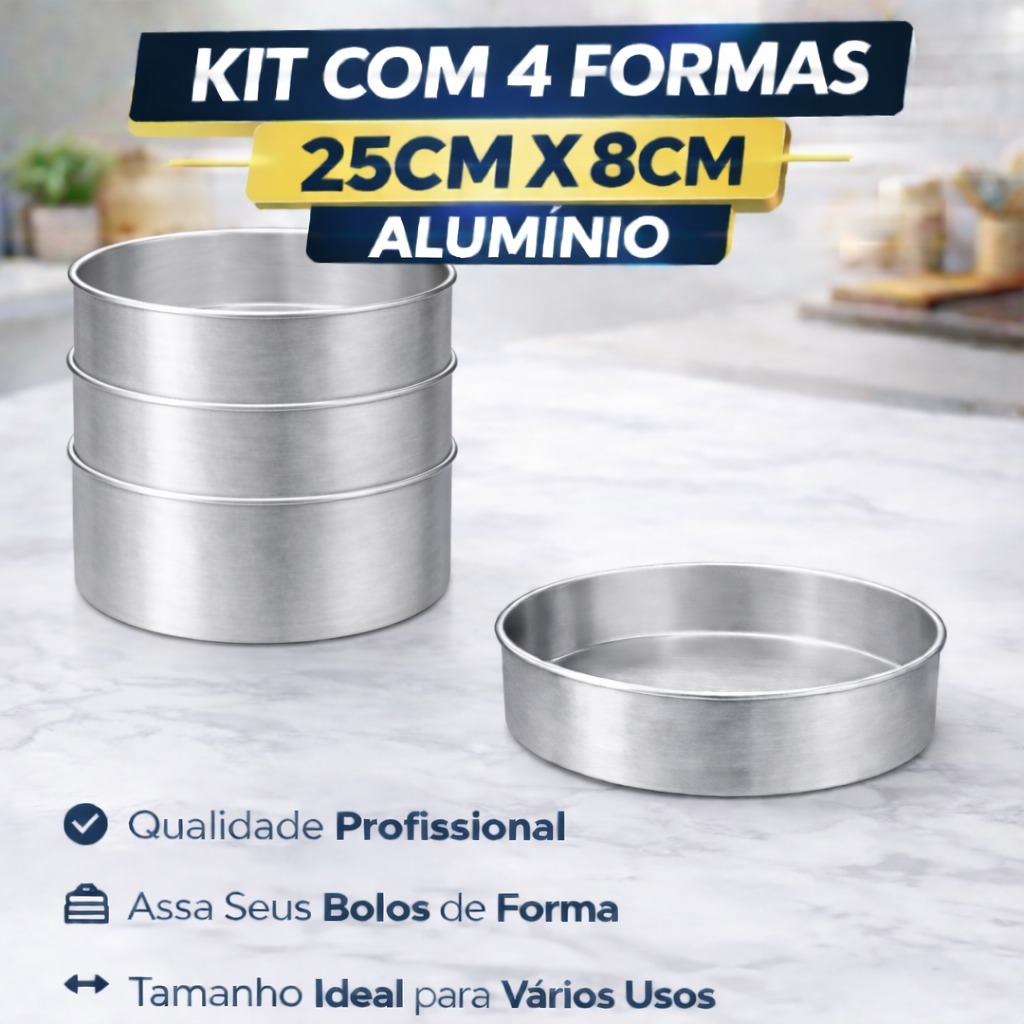 Kit e Atacado C/4 Forma Redonda 25x8