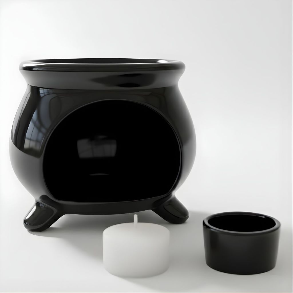 Rechaud Difusor Aromatizador Com Vela Caldeirão de Dia das Bruxas Cerâmica Halloween Preto em Oferta na Shopee