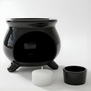 Rechaud Difusor Aromatizador Com Vela Caldeirão de Dia das Bruxas Cerâmica Halloween Preto em Oferta na Shopee