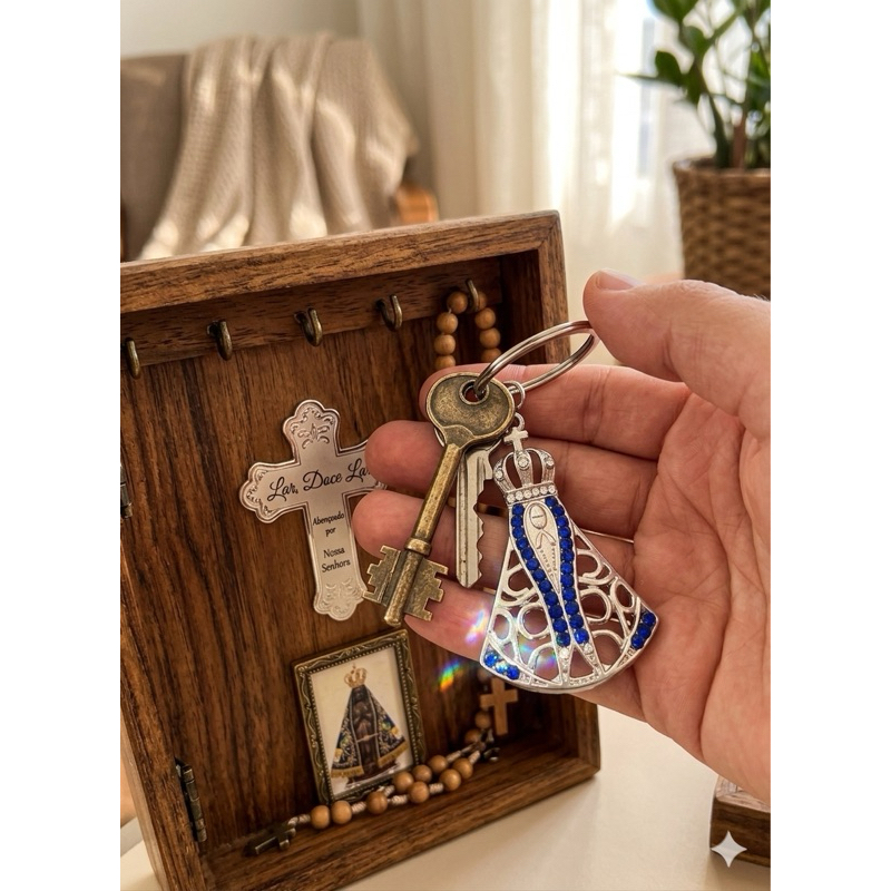 Chaveiro Nossa Senhora Aparecida com strass Católico religioso terço
