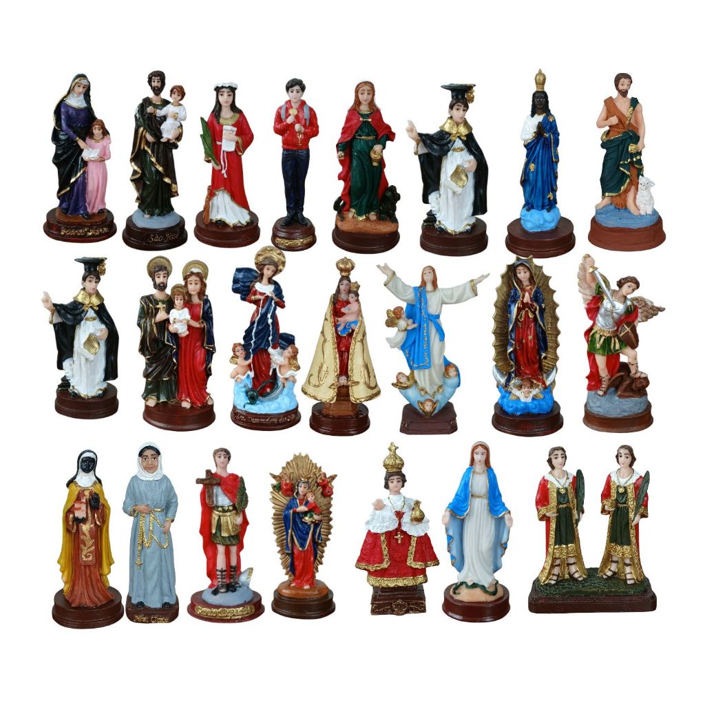 Miniaturas 12cm Resina Estátuas Religiosas Católicas Decoração Altar Presente Fé Imagem Religiosa Santo de Resina