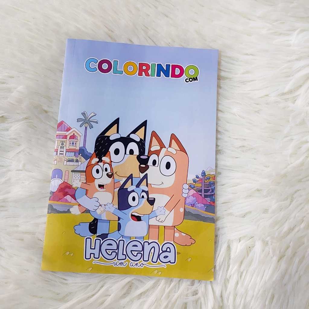 Mini Livrinho de Colorir com Atividades Bluey Personalizado Lembrancinha de Aniversário Infantil - Todos os Temas