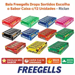 Bala Freegells Drops Sortidos Escolha o Sabor Caixa c/12 Unidades - Riclan
