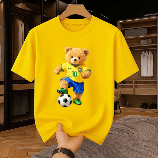 CAMISETA URSINHO BRASIL COPA DO MUNDO ADULTO UNISSEX 100% ALGODÃO PREMIUM