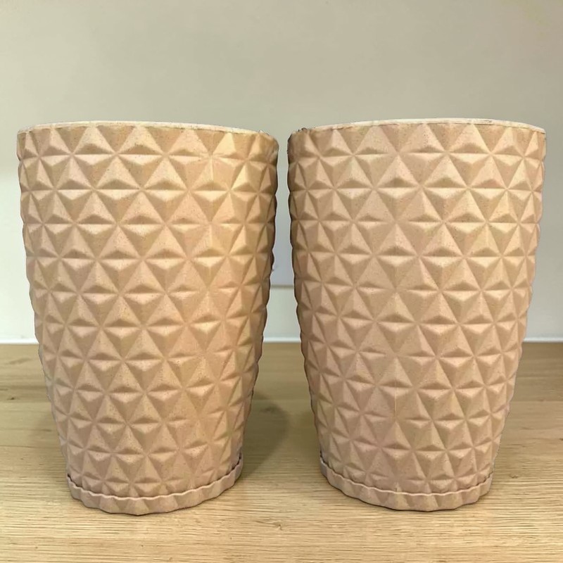 Kit 2 Vasos Grande Coluna Diamante G 50x37 3D Para Plantas Ou Flores Em Polietileno