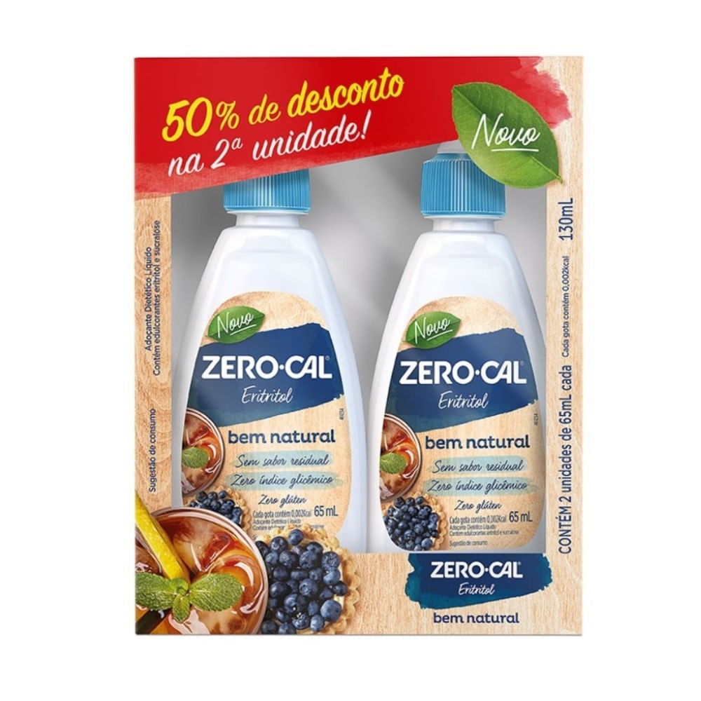 Adoçante Líquido Zero-Cal Eritritol 2 Unidades de 65ml Cada