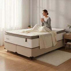 Cama Box com Colchão de Molas Ensacadas Pillow Top Supreme Lux Queen 158cm