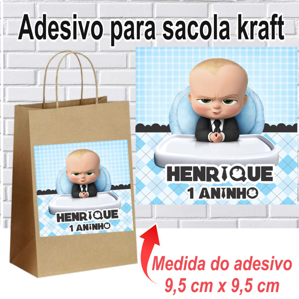 Rótulo Adesivo para sacolas krafts,Lembrancinhas personalizadas para aniversário,mimos para festa Tema poderoso chefinho