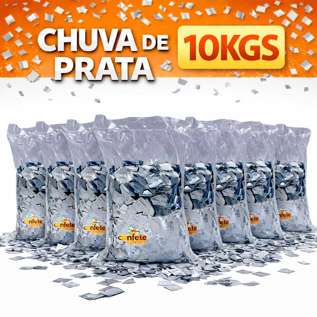 10KGS Papel Picado Chuva de Prata Sky Paper Quadrado 2x2cm Confete Metalizado Show Eventos 10KGS