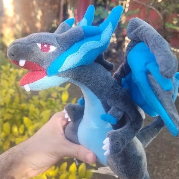 Pelúcia Mega Charizard X - Pokemon 25cm alta qualidade estruturada anime game Pokemon Charizard